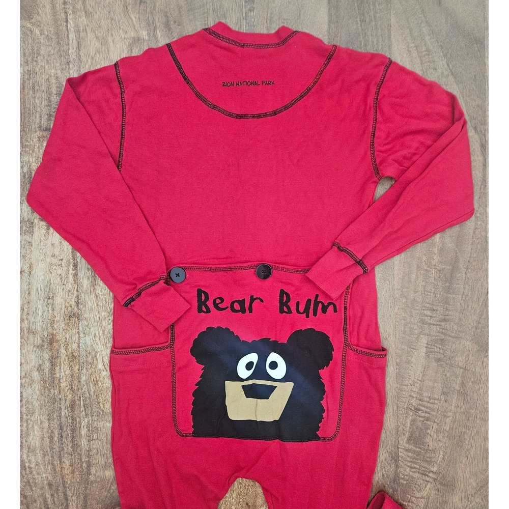 Lazy One Bear Bum One Piece Pajamas Adult Red XS Long Johns Zion National Park
